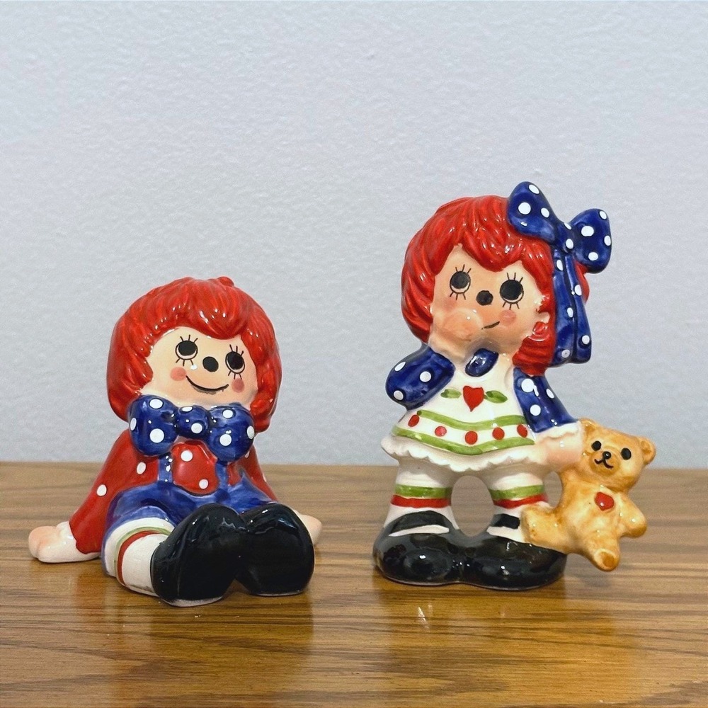Vintage 1983 Norcrest DeBartolo Originals‎ Ceramic Rag Doll Figurine Set Japan